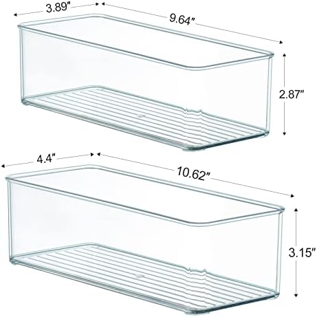 Hudgan 8 Pack Clear Plastic Drawer Organizer Bins Set, Stackable Cutlery Storage Bins Trays for Organizing Kitchen, Bathroom, Office, Crafts, Gadgets, Cabinet Supplies