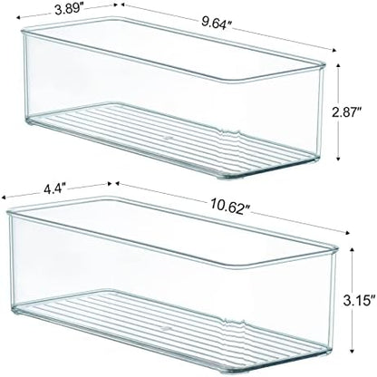 Hudgan 8 Pack Clear Plastic Drawer Organizer Bins Set, Stackable Cutlery Storage Bins Trays for Organizing Kitchen, Bathroom, Office, Crafts, Gadgets, Cabinet Supplies