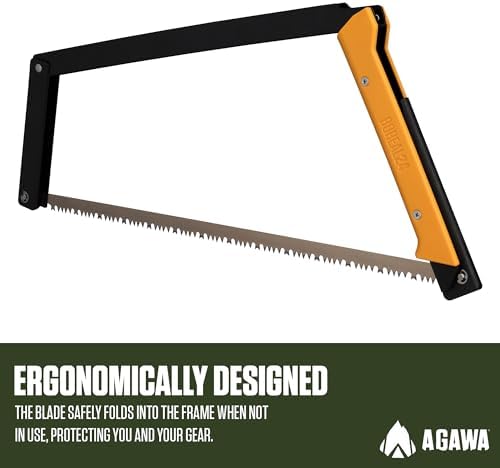 AGAWA - BOREAL24-24 Inch Folding Saw with All-Purpose Saw Blade - Camping Gear For Hiking, Fishing, Hunting, Bushcraft & Survival Kit (Black Frame/Yellow Handle)