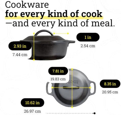 Lodge Cast Iron Dutch Oven with Loop Handle, Oven-Safe, 2 Quart