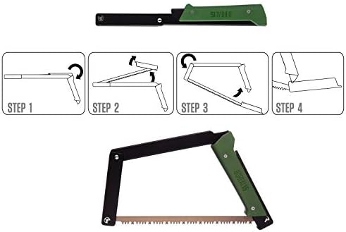 AGAWA - BOREAL15-15 Inch Folding Saw with All-Purpose Saw Blade - Camping Gear For Hiking, Fishing, Hunting, Bushcraft & Survival Kit (Black Frame/Green Handle)