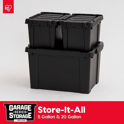IRIS USA 6-Pack 5 Gal Heavy Duty Lockable Storage Totes with lids, Black