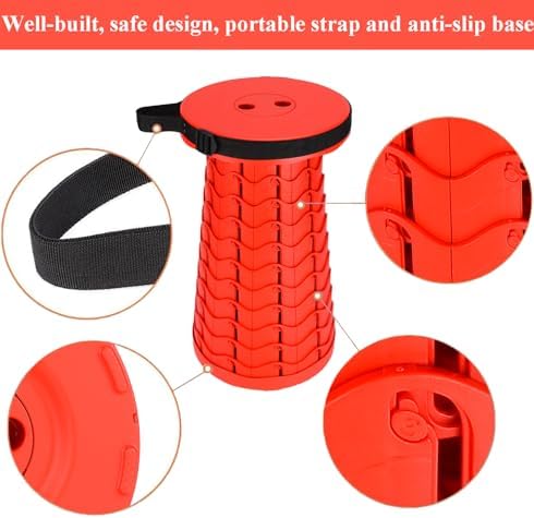 Fishboy Upgraded Collapsible Stool, 400lbs Max Weight, Lightweight But Sturdy, Portable Retractable Folding Telescoping Foldable Camping Stool for Adults Outdoor Fishing Hiking BBQ