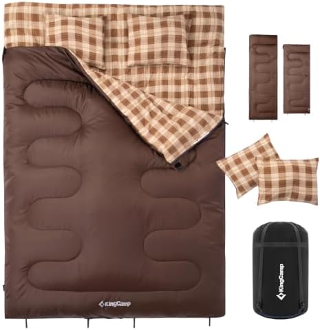 KingCamp Double Sleeping Bag for Adults, Queen Size 2 Person Sleeping Bag
