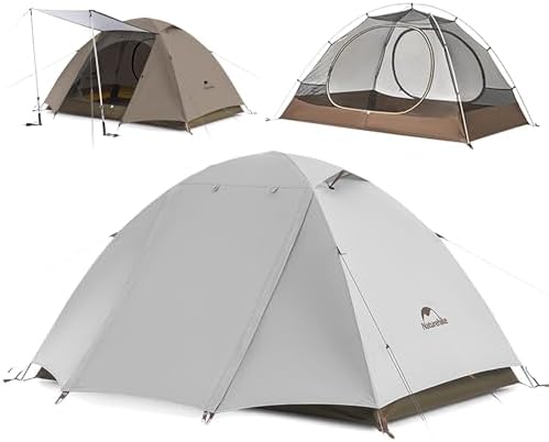 Naturehike Cloud River Tent [2025 Upgrade] - 2-3 Person Lightweight Backpacking Tent, Black Coating for Sun Protection, Windproof & Rainproof, Easy Setup for Camping Hiking Travel, Double Layer Tent