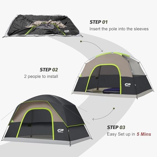 CAMPROS CP Tents for Camping 2/4/6 Person, Waterproof Windproof Dome Tent
