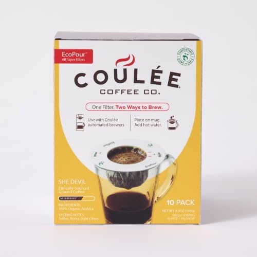 Coulée EcoPour She Devil Arabic Coffee, Medium Roast, Single Serve, 10 Pack