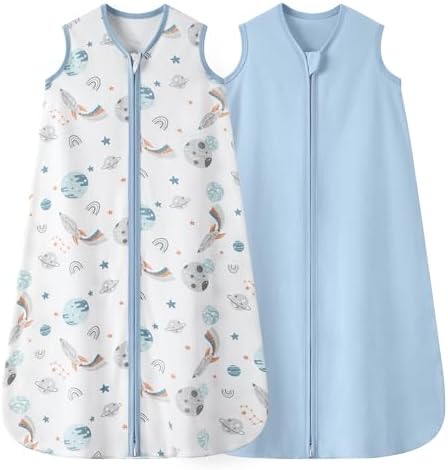 Baby Sleep Sack 0-6 Months 100% Cotton 0.5TOG Wearable Blanket 2pk