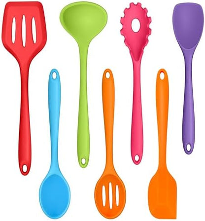 TeamFar Silicone Cooking Utensil Set of 7, Kitchen Cooking Utensil Set
