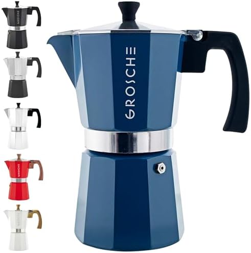 GROSCHE Milano Stovetop Espresso Maker Moka Pot 9 espresso Cup 15.2 oz Blue