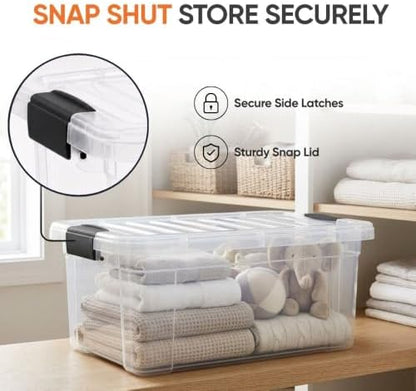 Superio Storage Bins with Lids, Clear Plastic Containers for Organizing, Stackable Totes, BPA Free, Odor Free, Organizer Boxes for Home, and Dorm (6 Pack, 36 Qt)