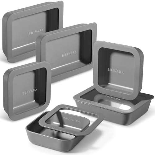 12-Piece Glass Meal Prep Containers Set with Lids (6 Containers + 6 Lids) | Microwave-Safe Airtight Seal, Oven-Safe Ceramic-Coated Glass | Zero Plastic, No PFAS/PFOA/BPA [Smoke]