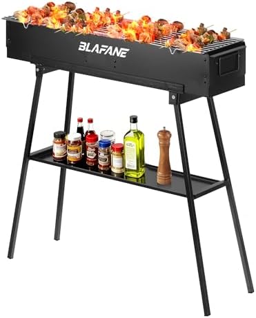 Charcoal Grill, Portable BBQ Grill with Removable Stand & Shelf