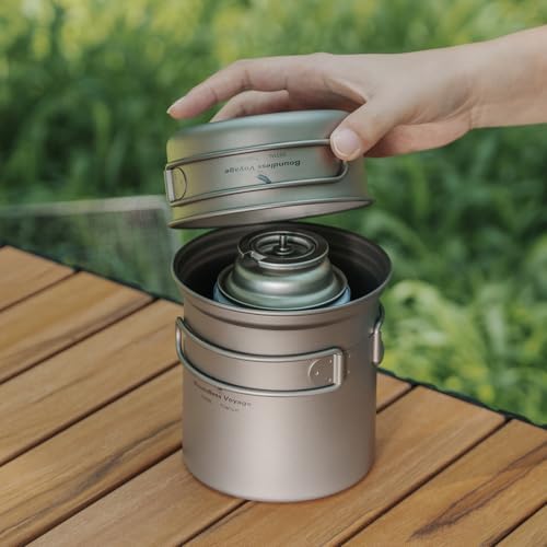 iBasingo Titanium Camping Cookware Ultralight Backpacking Pot Pan Set