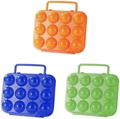 Portable Egg Holder 12 Grid Plastic Storage Box Carrier Container Case with Handle for Outdoor Camping Picnic Backpacking Hiking Kitchen RV Travel Food Storage Organizers(Green)