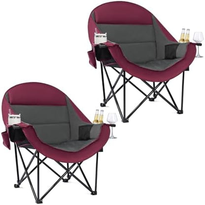 Oversized Camping Chair for Adults 2 Pack - Heavy Duty Outdoor Padded Chair