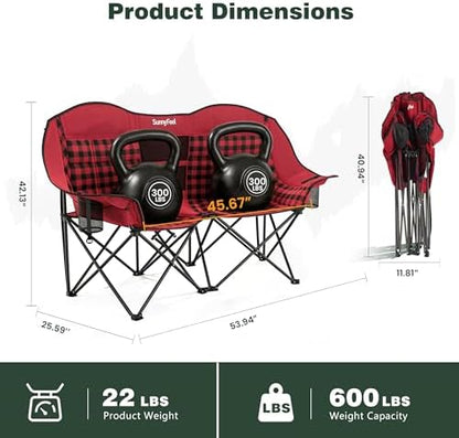SUNNYFEEL Double Camping Chair Oversized Loveseat for Adults