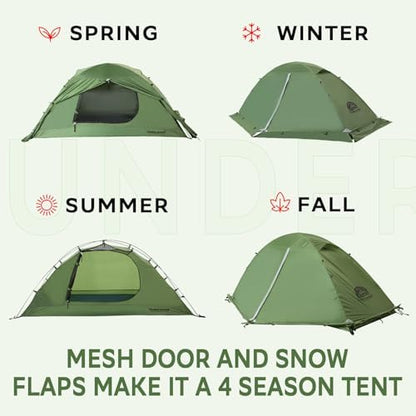 1/2 Person 4 Season Backpacking Tent, Lightweight Waterproof Winter Tent