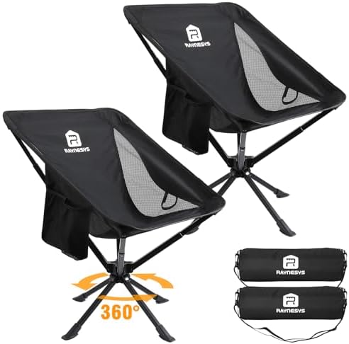 Raynesys Portable Swivel Camping Chair, 8 Seconds Quick Setup Easy Carry