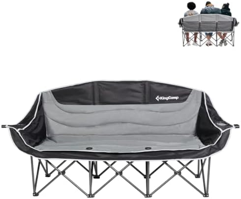 KingCamp 3 Person Camping Chair, Oversized 1100lbs Heavy Duty Loveseat