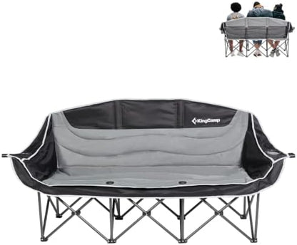 KingCamp 3 Person Camping Chair, Oversized 1100lbs Heavy Duty Loveseat