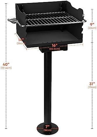 Stanbroil Park Style Charcoal Grill with Adjustable Stainless Steel Grate