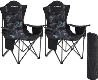 Aohanoi Heavy Duty Camping Chairs for Adults with Cup Holder & Cooler Bag