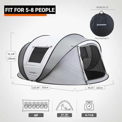 EchoSmile Instant Pop Up Camping Tent, 2/4/6 Person Easy Setup Tent