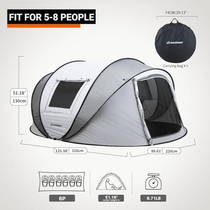 EchoSmile Instant Pop Up Camping Tent, 2/4/6 Person Easy Setup Tent