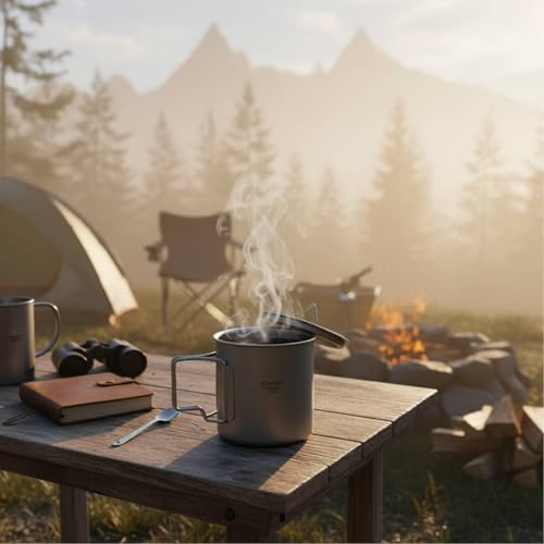 TOMSHOO 450ml/15oz Titanium Mug Camping Titanium Pot with Lid