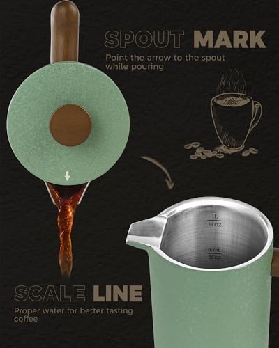 POLIVIAR French Press Coffee Maker, 34 oz