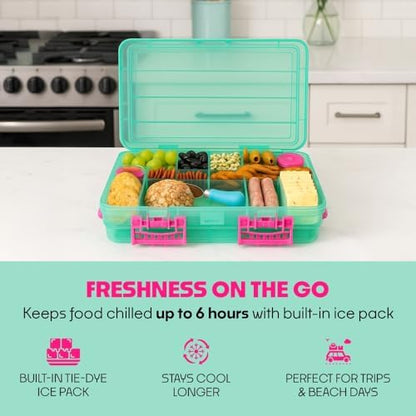 SubSafe Charcuterie Safe 2.0 with Ice Pack - Waterproof Charcuterie Board with Lid, Customizable Dividers, Mini Containers & Cheese Knife - BPA-Free, Food Safe Tackle Box Organizer - Seafoam Green