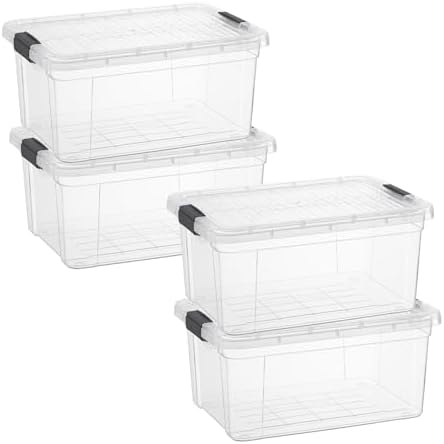 Superio 1.85 Quart Clear Plastic Storage Boxes with Lids, Stackable Organizer Containers, BPA-Free Storage Bins for Home, Office, School & Dorm, 4 Pack