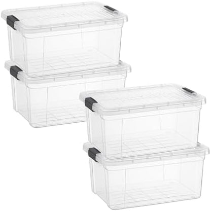 Superio 1.85 Quart Clear Plastic Storage Boxes with Lids, Stackable Organizer Containers, BPA-Free Storage Bins for Home, Office, School & Dorm, 4 Pack