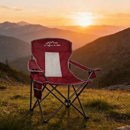 Camping Chairs Outdoor Portable Folding Chair with Mesh Back, Red