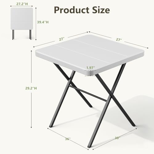 2 Pack Folding Table and 4 Pack Folding Chair, No Assembly Portable Folding Table and Chairs Set, Heavy Duty Event Foldable Table and Chair for Outdoor, Camping, Picnic, Indoor(White)
