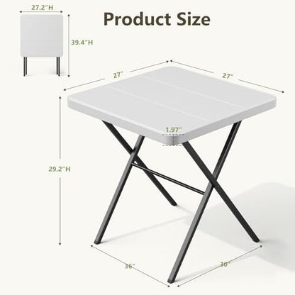 2 Pack Folding Table and 4 Pack Folding Chair, No Assembly Portable Folding Table and Chairs Set, Heavy Duty Event Foldable Table and Chair for Outdoor, Camping, Picnic, Indoor(White)
