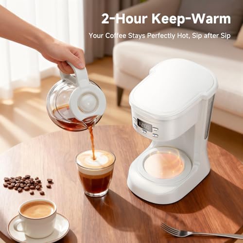 Coffee Maker, 5 Cup Programmable Drip Coffee Machine-White