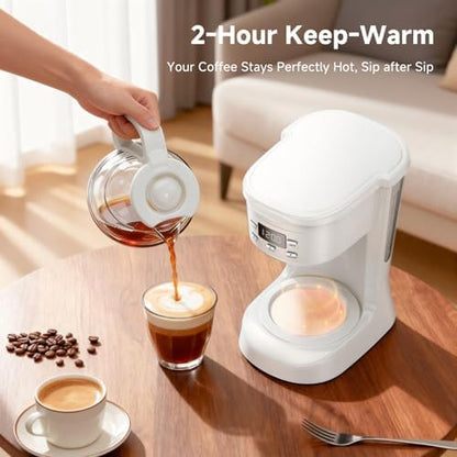 Coffee Maker, 5 Cup Programmable Drip Coffee Machine-White