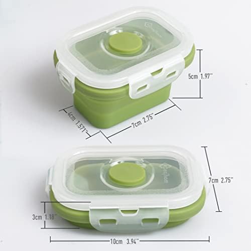 Collapsible Silicone Food Storage Container, Portion Control Container with Clip-on Lid, Stackable, Space Saving, Microwave/Fridge/Freezer/Dishwasher Safe, 5 Oz, Pack of 4