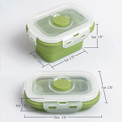 Collapsible Silicone Food Storage Container, Portion Control Container with Clip-on Lid, Stackable, Space Saving, Microwave/Fridge/Freezer/Dishwasher Safe, 5 Oz, Pack of 4