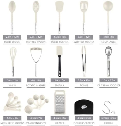 Kitchen Utensils Set 35 PCS Cooking Utensils Set, Nonstick and Heat Resistant Nylon Stainless Steel Silicone Spatula Set - Kitchen Gadgets Home Essentials Kitchen Accessories, Apartment Must Haves