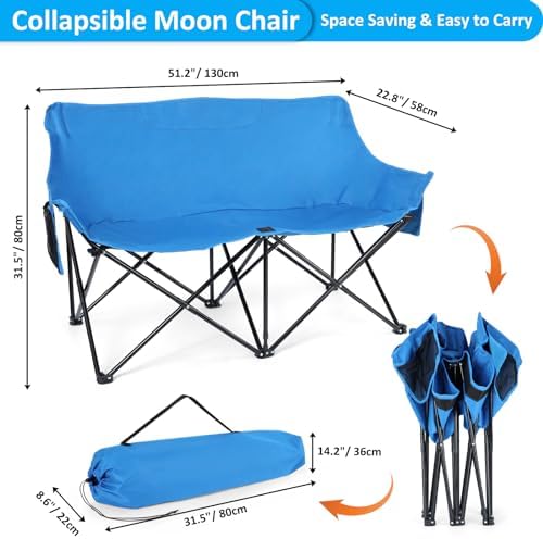 Leonyo Double Camping Chairs, Oversized 2 Person Camping Chair for Adults