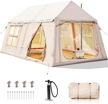 Inflatable Tents for Camping, Large Blow Up Tent with Hand Pump, Easy Setup InflatableTent 4 Season Tent, Waterproof Oxford Air Glamping Tents for Camping Adult 4/6/8/10/12 Person
