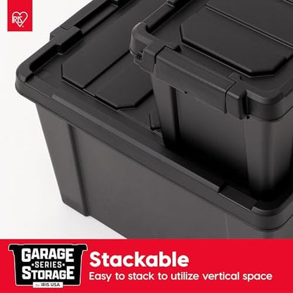 IRIS USA 6-Pack 5 Gal Heavy Duty Lockable Storage Totes with lids, Black