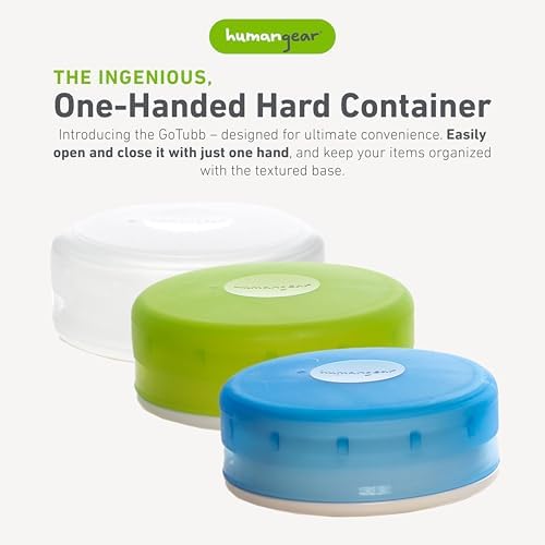 humangear GoTubb – Storage Containers for Snacks, Small Essentials and Travel Gear, Made from Food-Safe Materials, Clear/Green/Blue, Medium (3-pack)