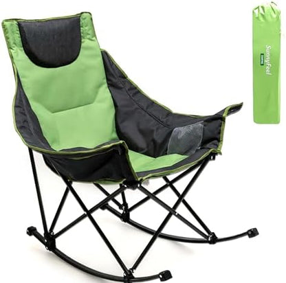 SUNNYFEEL Oversized Folding Rocking Camping Chair for Adults, 500lbs Green