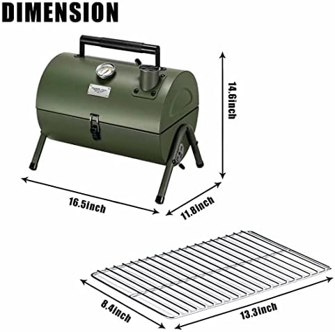 MAISON HUIS Small Charcoal Grill, Portable Tabletop BBQ Smoker for Outdoor Camping,Mini Grill for Tailgating, Hiking & Picnic, (Green)
