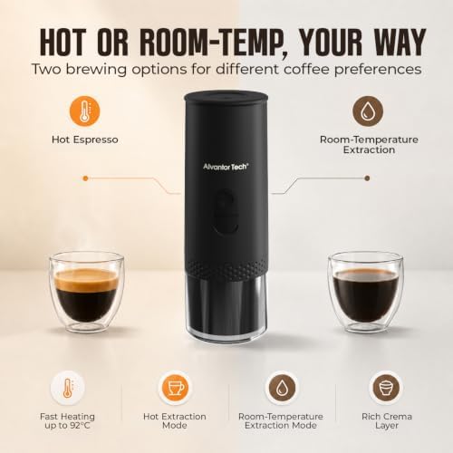 Portable Electric Espresso Machine, Mini Self-Heating Travel Coffee Maker for Ground Coffee & NS Capsules, Ideal for Camping, RV, Hiking & Office