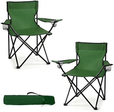 WEIDIORME 2 Pack Lightweight Camping Chairs for Adults & Teens, Capacity Foldable Portable Chairs with Carry Bag, Compact Design for Camping, Beach, Picnics, and Outdoor Events